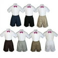 thumbnail image 1 of 3pc Set Boy Toddler Formal Party Fuchsia Bow Tie White Navy Khaki Shorts S-4T, 1 of 2