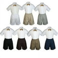 thumbnail image 1 of 3pc Set Boy Toddler Formal Party Gold Bow Tie White Navy Khaki Shorts S-4T, 1 of 2