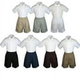 thumbnail image 1 of 3pc Set Boy Toddler Formal Party Ivory BowTie White Navy Black Khaki Shorts S-4T, 1 of 2