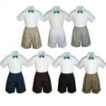 thumbnail image 1 of 3pc Set Boy Toddler Formal Party Turquoise BowTie White Black Khaki Shorts S-4T, 1 of 2