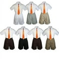 thumbnail image 1 of 3pc Set BoyToddler Formal Party Orange Necktie White Black Khaki Shorts S-4T, 1 of 2