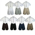 thumbnail image 1 of 3pc Set BoyToddler Formal Party Silver Necktie White Black Khaki Shorts S-4T, 1 of 2