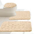 thumbnail image 1 of Gorgeous Home Linen 3-Piece Memory Foam Bathroom Rug Set, Non-Slip Embossed Cobblestone Pebble, Taupe, 1 of 5