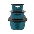 3pc Set Storage Containers with Lids Teal/Brown