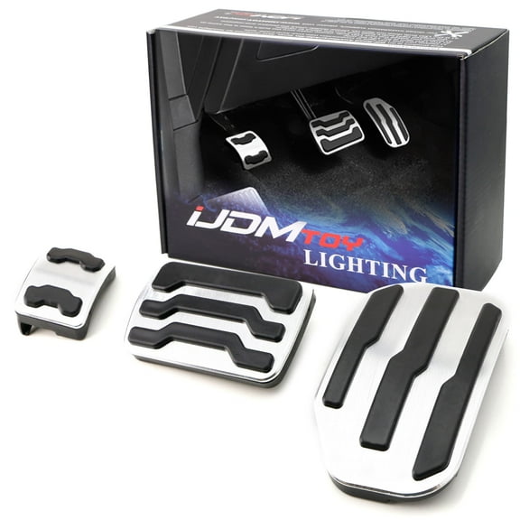 3pc Set Track Design Silver Aluminum Foot Pedal Covers For 2015-2020 Ford F150, 2017-2020 Raptor
