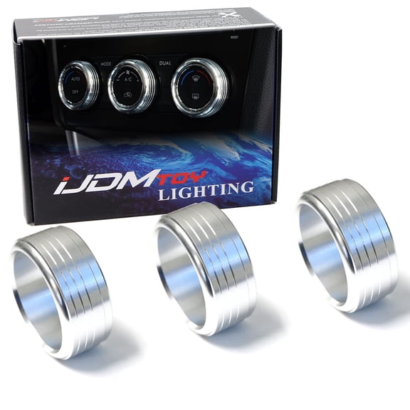 3pc Silver Anodized Aluminum AC Climate Control Turner Ring Covers For Subaru WRX, STI, Impreza, Forester, XV Crosstrek, etc