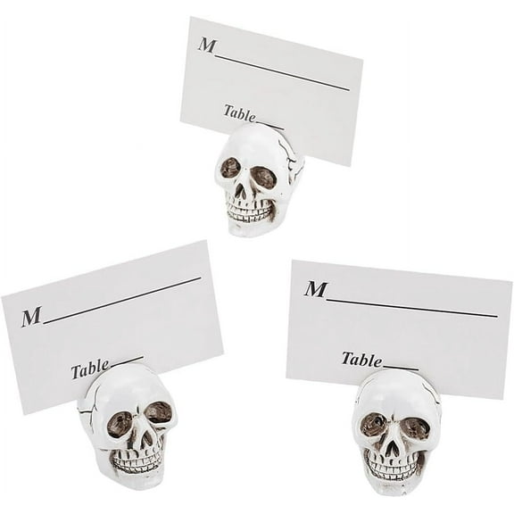 3pc Skull Table Card Holder Clip Resin Skull Table Number Holder Spooky Desktop for Party Graveyard Halloween Decoration