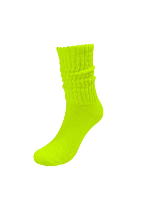 3pc Slouchy Crew Socks, Unisex Casual Loose Ribbed Mid Tube Socks for Daily Wear Green Socks Men One Size