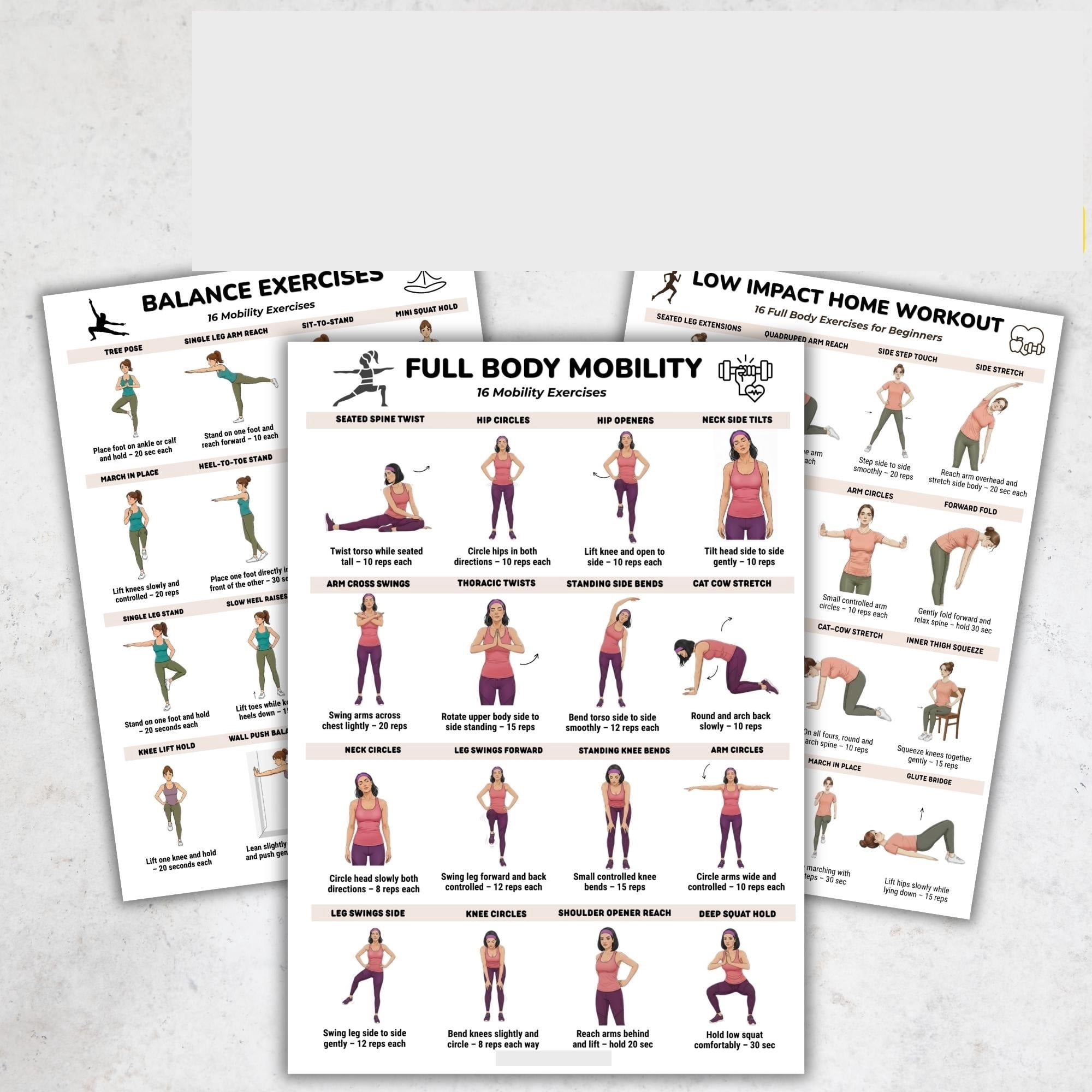 3pc Sports And Balance Training Poster Set Poster, Low Impact Sports ...