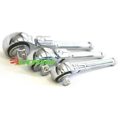 3pc Stubby Stub Ratchet Wrench Set 1/4" 3/8" 1/2"