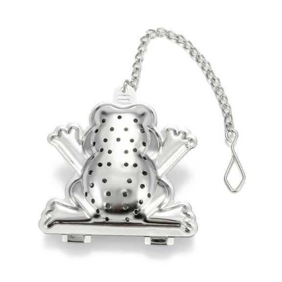 3pc Tarnish Resistant Frog Shape Tea Infuser with Chain & Hook Loose Tea 304 Stainless Steel Mesh Tea Ball Strainer Stainless Steel Color 165mm