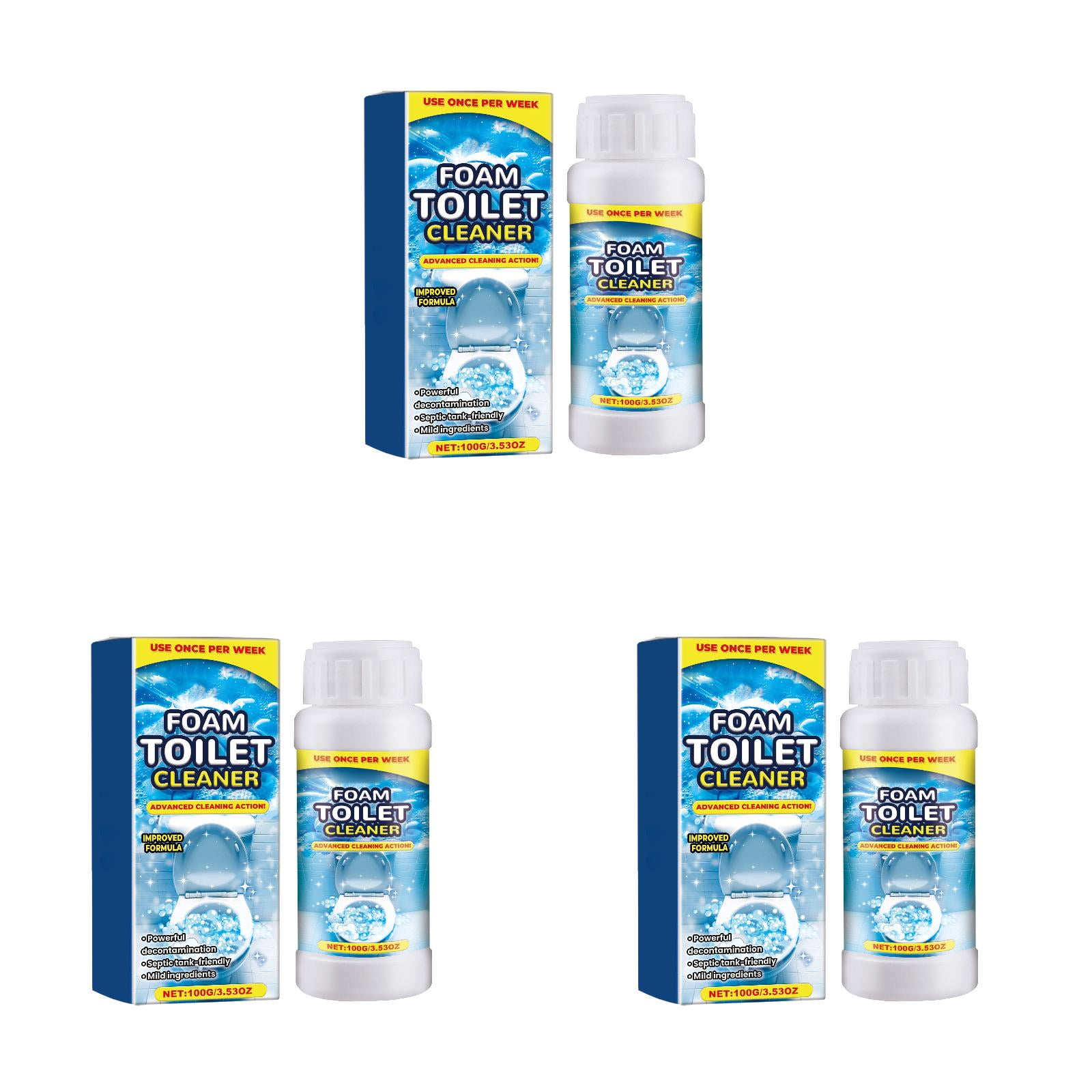 3pc The Works Toilet Bowl Cleaner， Foam Toilet Cleaner， Toilet Cleaning