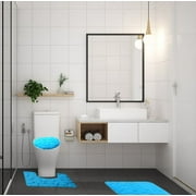 3pc Turquoise Bathroom set Velvet Luxury Rock Design Memory Foam Soft Plush Touch Includes :Bath Mat 19"X 30" -Contour Mat 19"X 15" -Lid Cover 19"X 19" Non Slip For Bathroom Decor