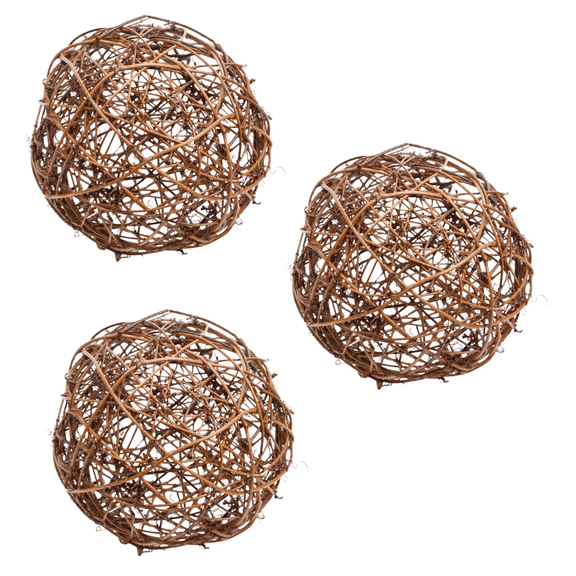Factory Direct Craft Natural Twig Grapevine Balls, Set of 3, 6 Inch Rustic Woodland Dcor