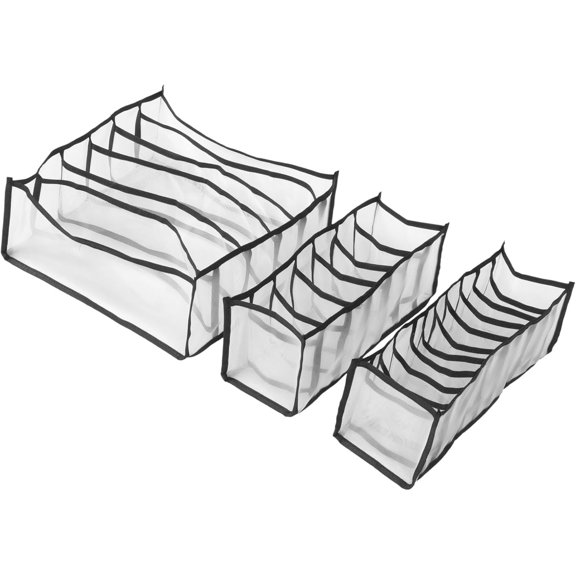 3pc Underwear Drawer Organizer Set, Washable Mesh Dividers for Socks Bras & Panties, Closet Storage