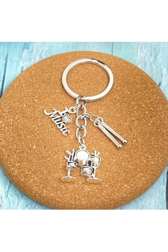 3pc Unisex Drum Kit Keychain Drum Pendant Music Lover Gift Keyring Accessory