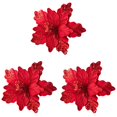 thumbnail image 1 of 3pc Velvet Sequin Glitter Poinsettia Christmas Flower Picks Artificial Tree Floral Ornaments for Wreath Garland Decor 9.45 Inch, 1 of 6