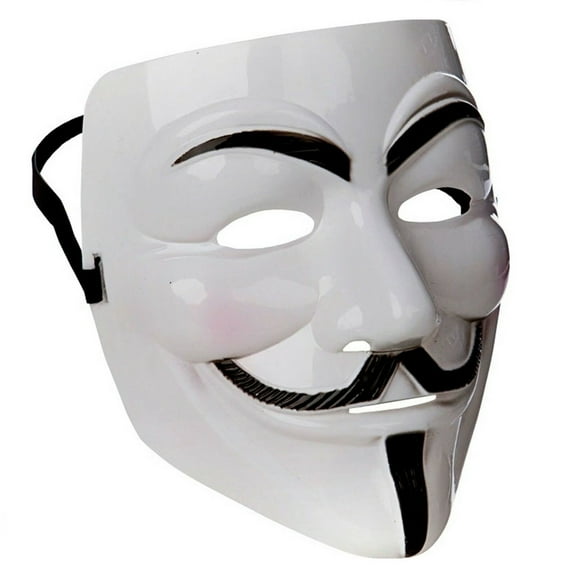 3pc White Hacker Mask - Anonymous Hacker Costume for Anime Halloween Cosplay Parties - One Size Fit All Design