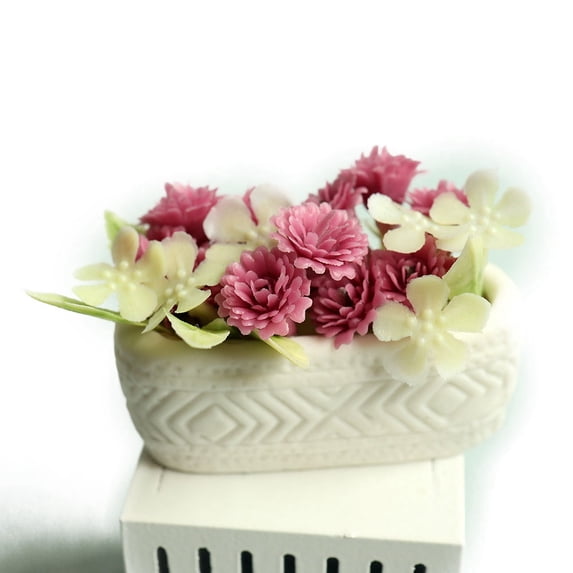 3pc Window Flower Shelf Resin Dessert Model Micro Landscape Dollhouse Decoration Pretending Prop Accessories Camellia 45x18x45mm