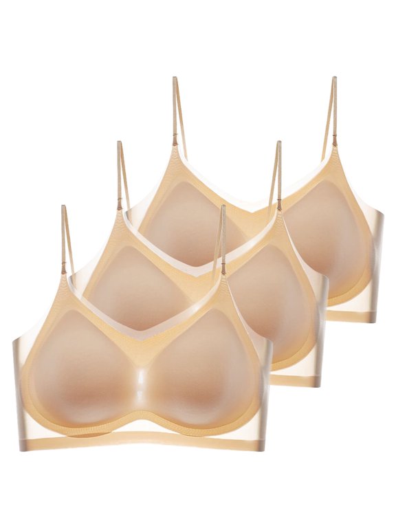 3pc Wireless Bra for Women, Low Cut Full Coverage Bra Criss Cross Back Supportive Lightweight Bra Deep V Push Up Lightweight Bra Criss Cross Back Seamless Push Up Daily Wear, B XL