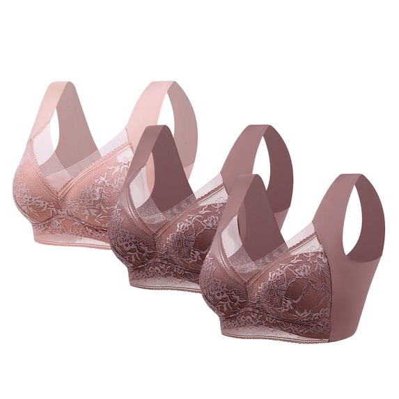 3pc Womens Bras Comfortable V Mesh Full Coverage Bralette Supportive No Underwire Tshirt Everyday Bra