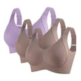 thumbnail image 1 of 3pc Womens Wireless Bras No Underwire Push up Bra Seamless Ribbed Cozy Full Cover Adjustable Straps Everyday Sports Bra Training Bras for Lady Plus Size Coffee M, 1 of 8
