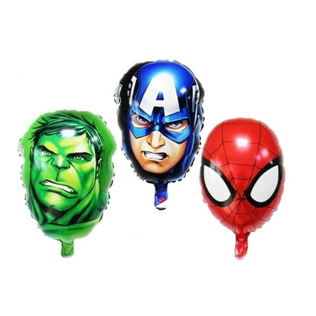 3pc balloon bouquet hulk, spiderman captain America decor for balloon bouquet, party theme decorations