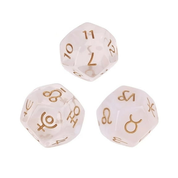 3pc/set 12-sided Astrology Zodiac Signs Acrylic Dice For Constellation Divination Toys Multi Sided Dice For Astrologers