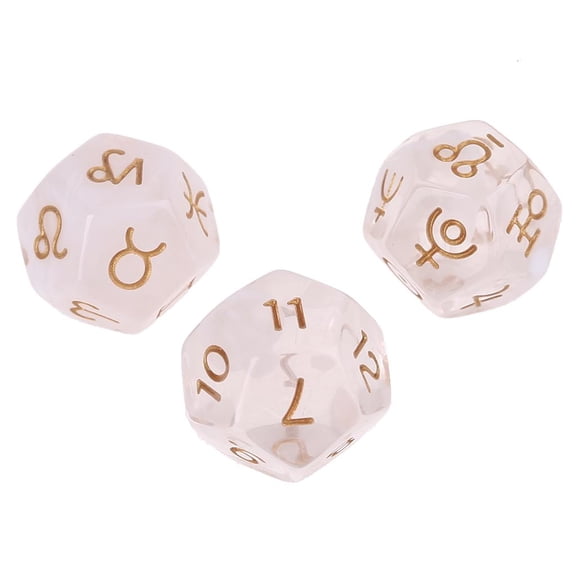 3pc/set 12-sided Astrology Zodiac Signs Acrylic Dice For Constellation Divination Toys Multi Sided Dice For Astrologers