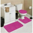 thumbnail image 1 of 3pc solid plain  assorted colors bathroom rugs contour mat toilet lid cover set, 1 of 2