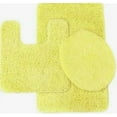 thumbnail image 1 of 3pc solid plain  assorted colors bathroom rugs contour mat toilet lid cover set, 1 of 2