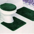 thumbnail image 1 of 3pc solid plain  assorted colors bathroom rugs contour mat toilet lid cover set, 1 of 2