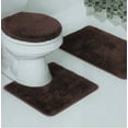 thumbnail image 1 of 3pc solid plain  assorted colors bathroom rugs contour mat toilet lid cover set, 1 of 2
