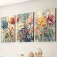 thumbnail image 1 of 3pc with frame -Floral triptych canvas wall art themed canvas wall art print - wrapped canvas frame, high quality ink, 1 of 8
