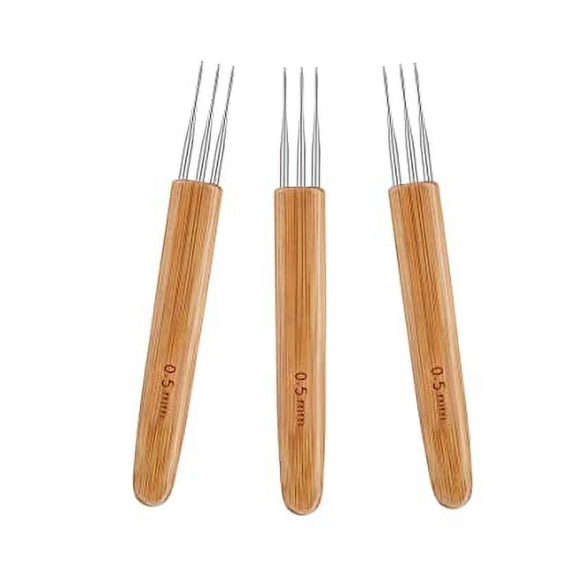 3pcs 0.5mm Dreadlock Crochet Needle Hook Bamboo Handle Hooks Tools