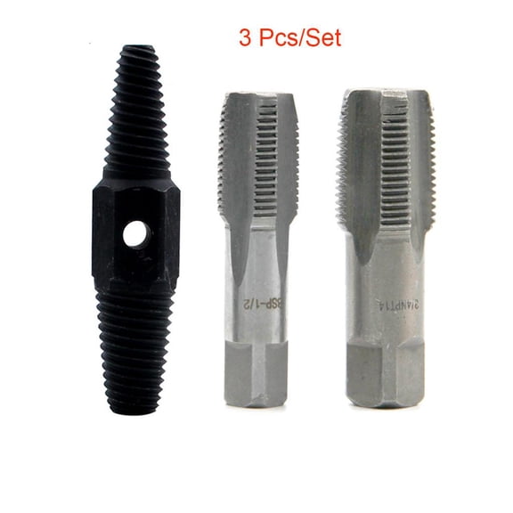 3pcs 1/2 Inch 3/4 Inch Wire Screw Extractor Broken Water Pipe Thread Repair Tap Set High Carbon Steel Remover Tools
