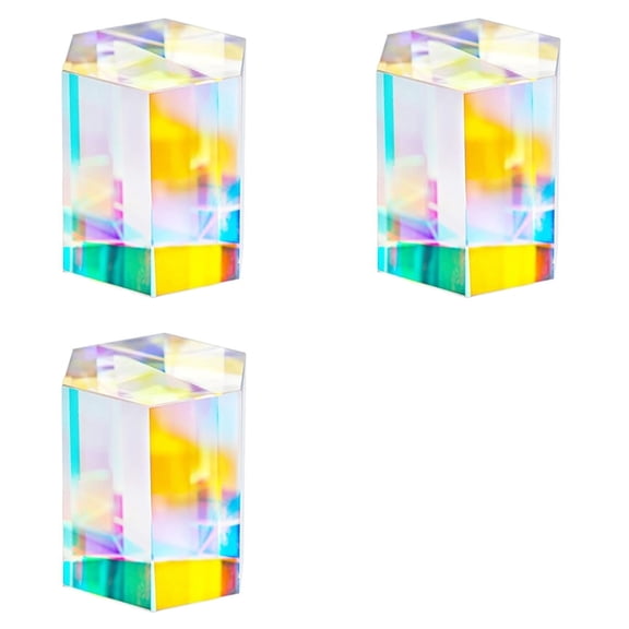 3pcs 1.2 Inch Optical RGB Dispersion Prism X-Cube for Physics Teach Rainbow Prism Crystal Cube Prism Photography Props