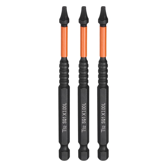 3pcs 1/4" Hex Shank SQ1 Magnetic Head 4" Length Square Head Screwdriver Bits