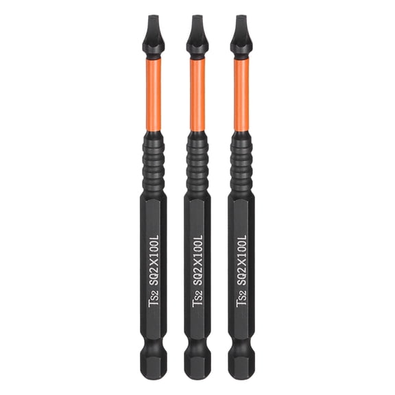 3pcs 1/4" Hex Shank SQ2 Magnetic Head 4" Length Square Head Screwdriver Bits