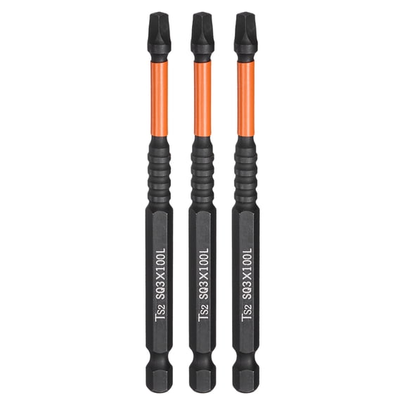 3pcs 1/4" Hex Shank SQ3 Magnetic Head 4" Length Square Head Screwdriver Bits