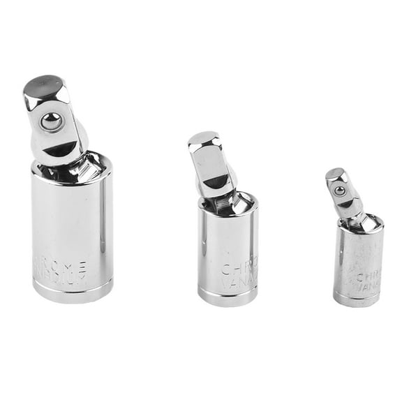 3pcs 1/4 inch 3/8 inch 1/2 inch Universal Joint 360 Deg Rotary Head Ratchet Angle Extension Bar Socket Adapters Kit Bendable Tools