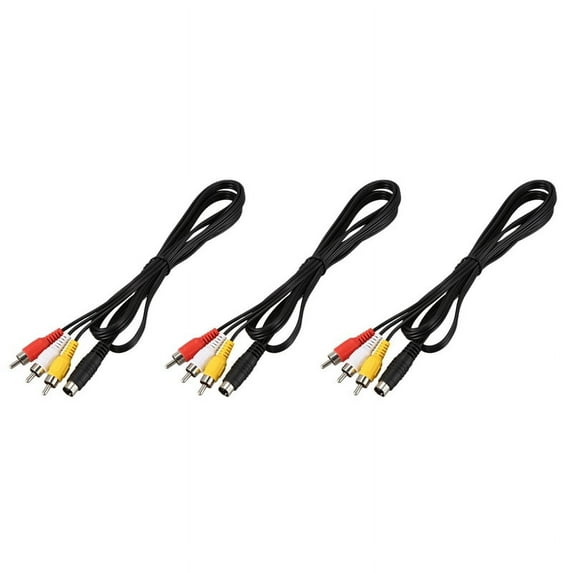 3pcs 1.5M 4.9ft 3 Male to 4 Pin S-Video Male TV PC Conversion Cable