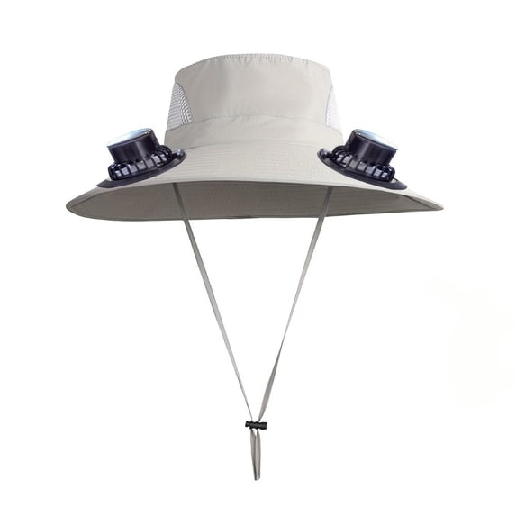 3pcs (1 Hat And 2 Fans) Men'S Outdoor Fishing Sun Protection Hat, Solar ...