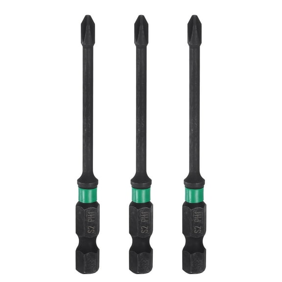 3pcs #1 Impact Phillips Screwdriver Bit PH1 1/4" Hex Shank 3" (75mm) Long 0.12" Rod Magnetic Cross Head Drill Bits S2 Steel Industrial Screw Driver for Impact Power Drivers