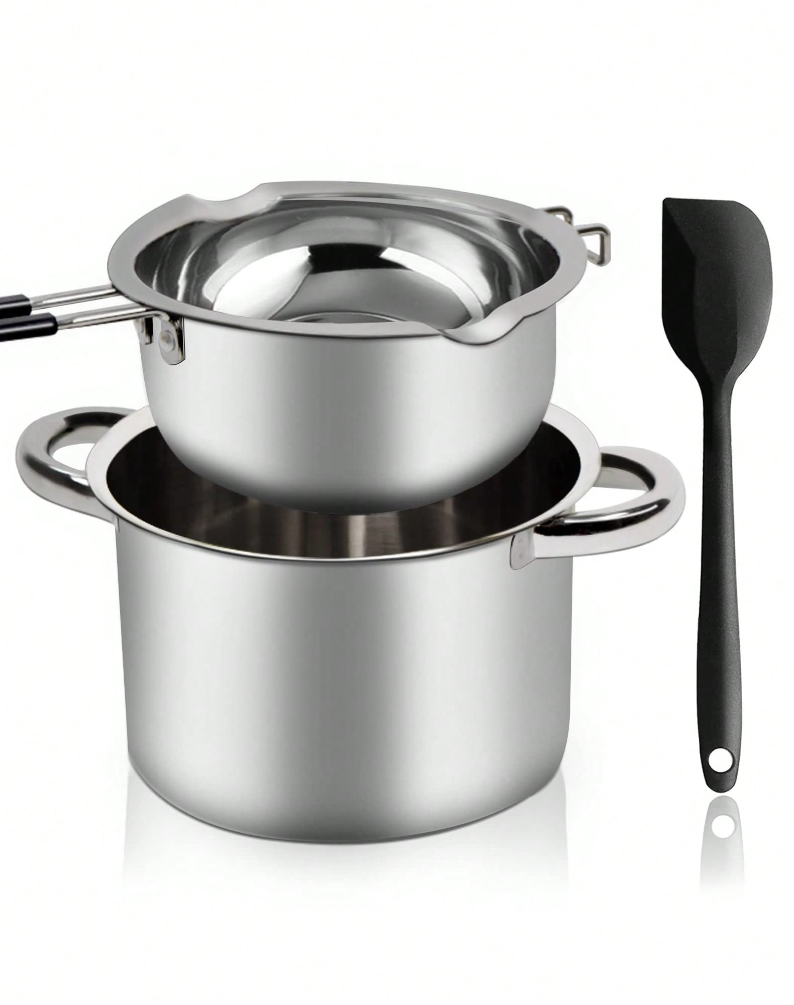 3pcs 1 Set Double Boiler Pot Set 1200ml Wax Melting Pot With 2800ml Stainless Steel Pot With Silicone Spatula Candle Wicks For Candle Making