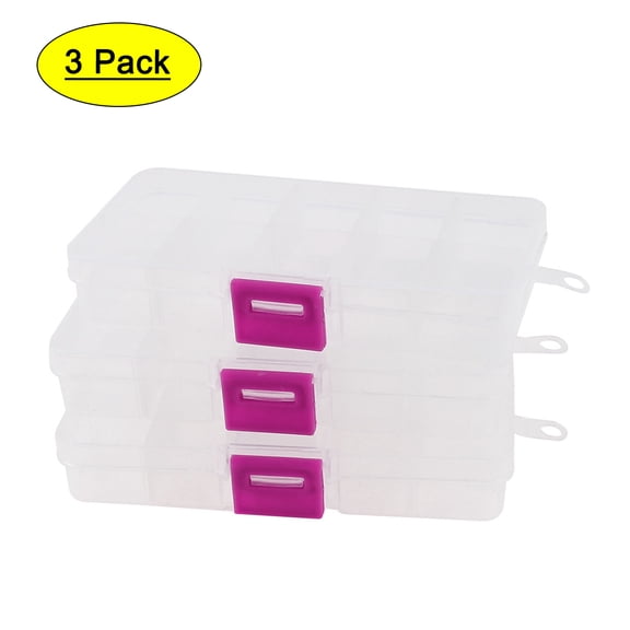 3pcs 10 Grid Electronic Component Parts Kits Plastic Storage Box Case Organizer