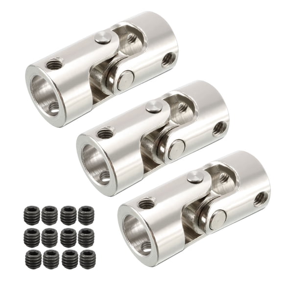 3pcs 10mm to 10mm Rotatable Universal Steering Shaft U Joint Coupler L35XD16