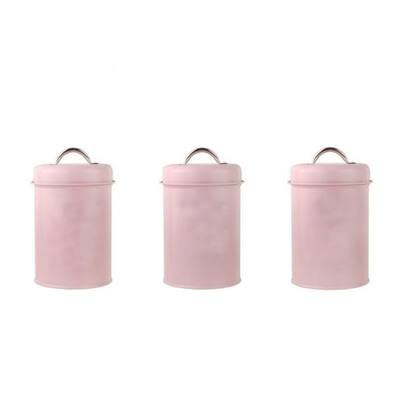 3pcs 1200ml Capacity Iron Canister Set for Organizing Teas Coffee Sugar Food Storage Jars for Kitchen Countertop