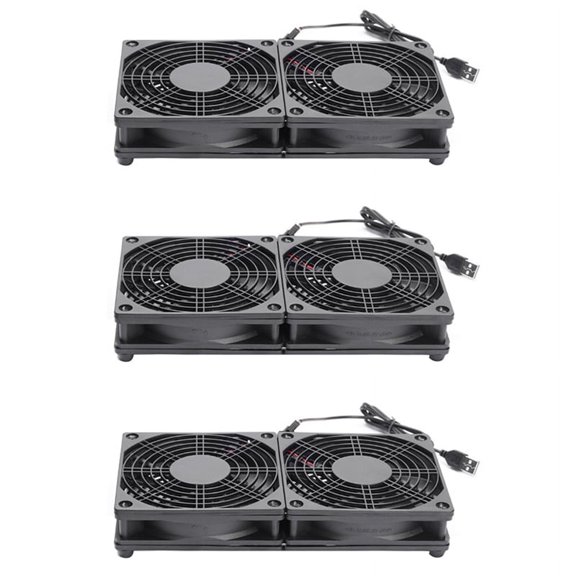3pcs 120mm 5V USB Powered PC Router Dual Fans with Speed Controller High Airflow Cooling Fan for Router Modem Receiver