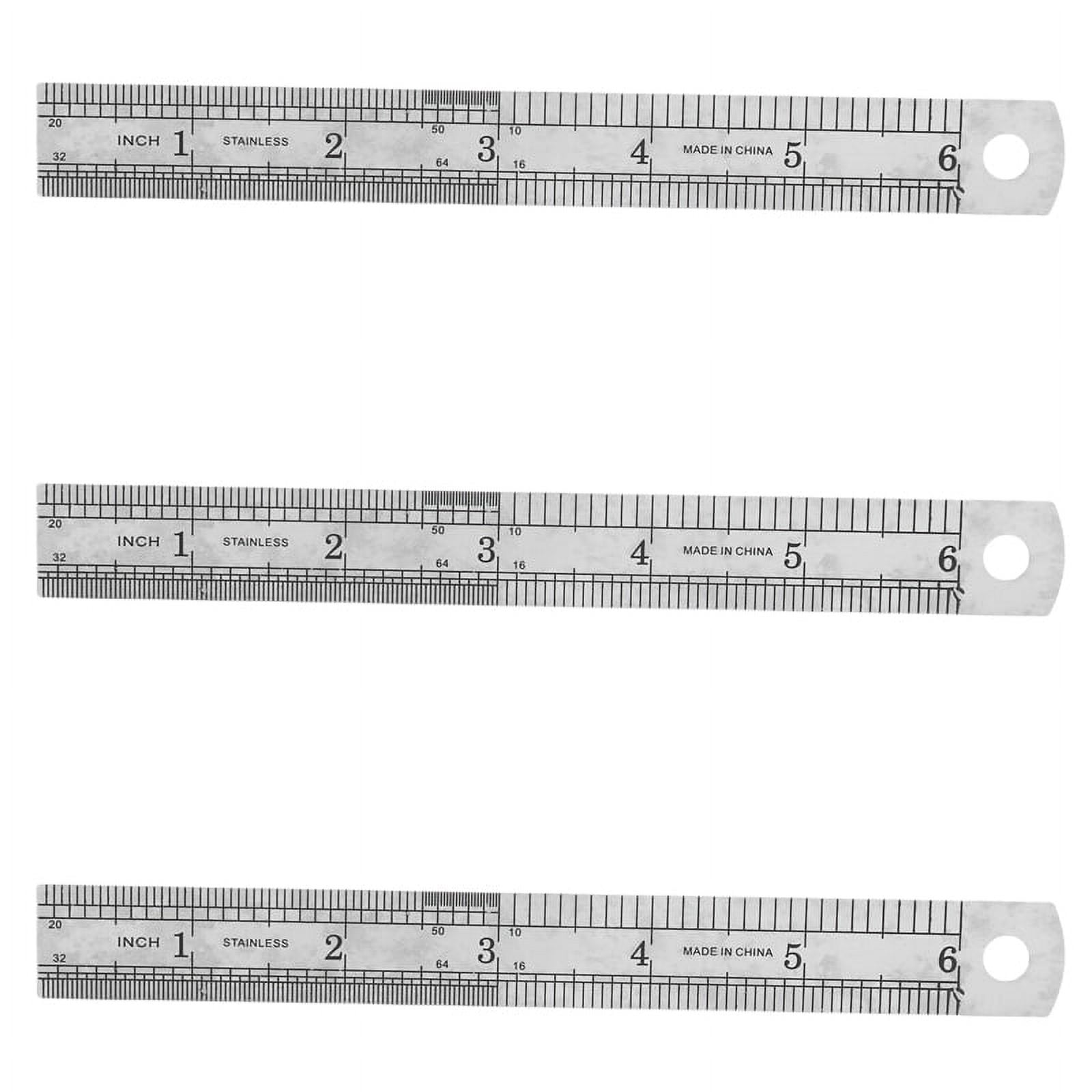 3pcs 15cm 6 Inch Stainless Metal Ruler Measuring Tool 